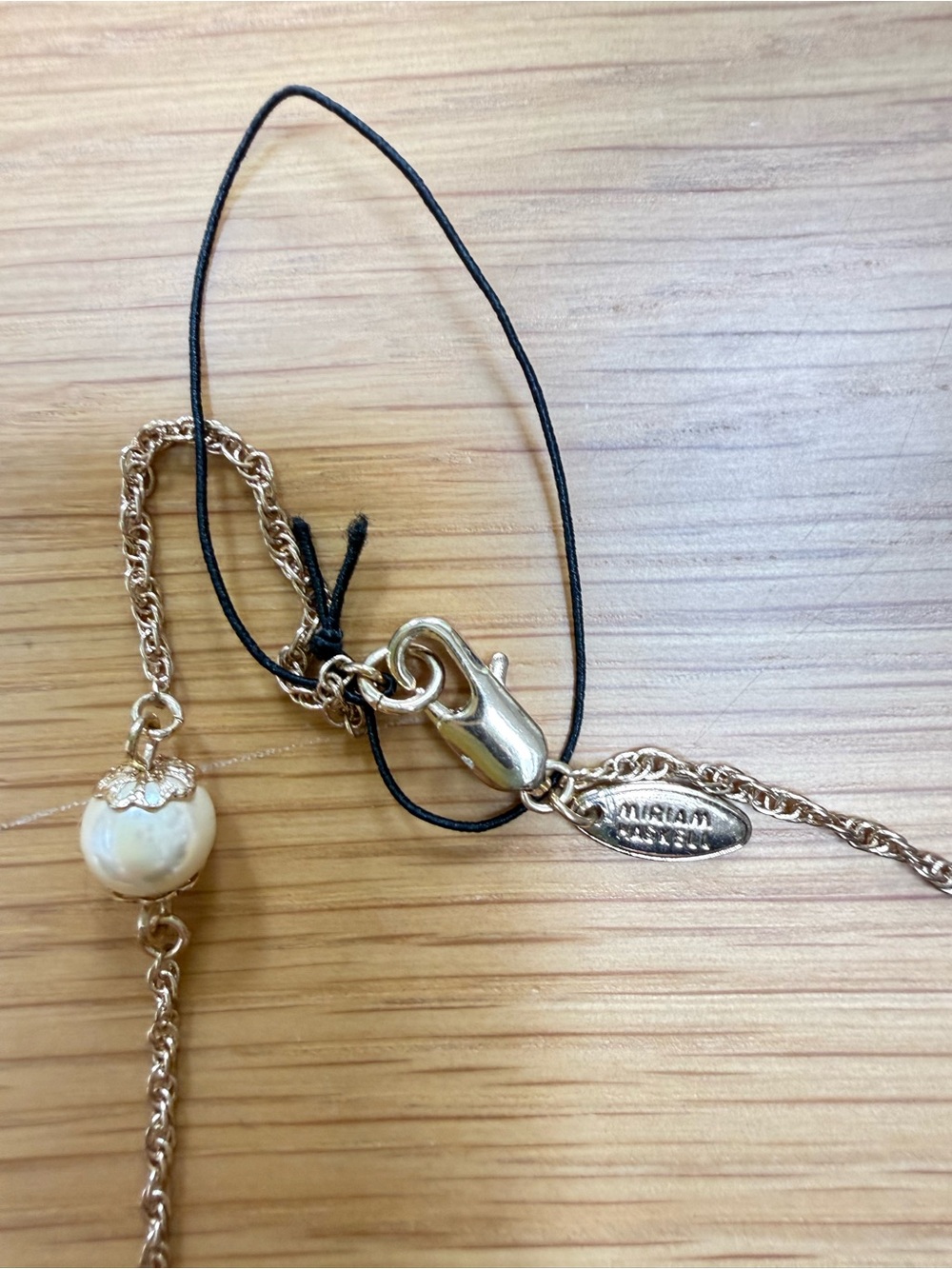 Miriam Haskell Gold-Tone Necklace with Ivory Beaded Orb Pendant Brand New - Picture 3 of 12